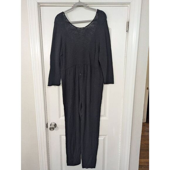 Free People Beach‎ Breaking Free Jumpsuit women's medium black beachy L/S NWTs - Picture 1 of 9